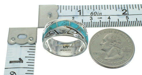 Sterling Silver Water Wave Turquoise Southwest Ring Size 6-3/4 RX68963